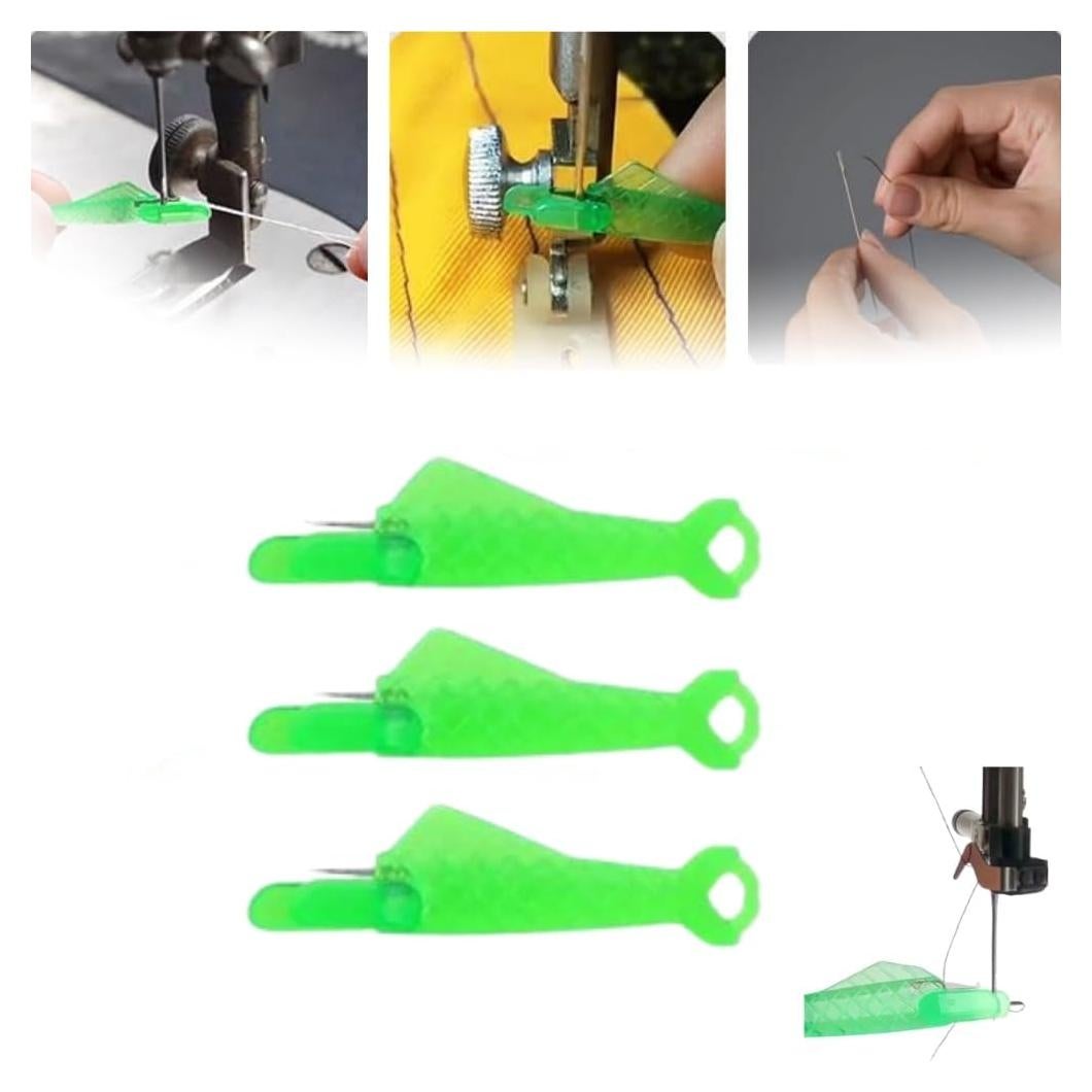 Fish Mouth Sewing Machine Needle Threader,2024 Upgraded Automatic Needle Threader for Sewing Machine Fish Type Needle Threader,Automatic Threading Aid Needle Threader Tool (3PCS Green)