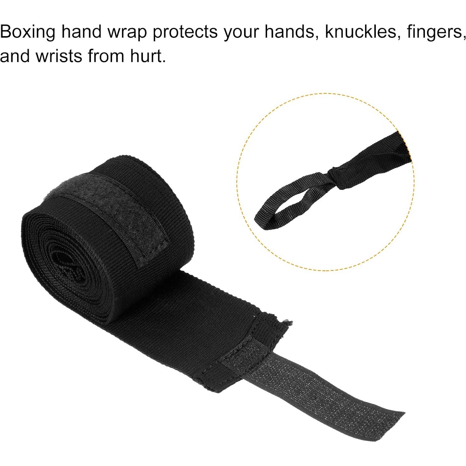 Vendaje de Mano de Boxeo PATIKIL Elástico Negro 250x5cm