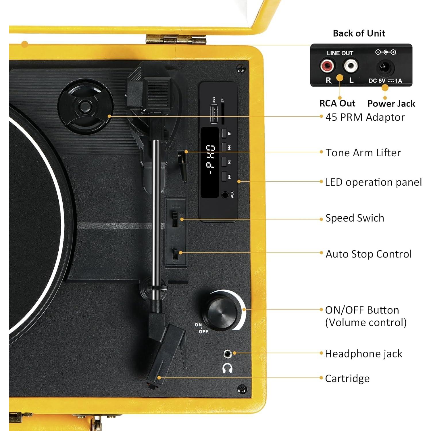 Reproductor de Vinilo Vintage DANFI AUDIO TE-2026YW 3 Velocidades