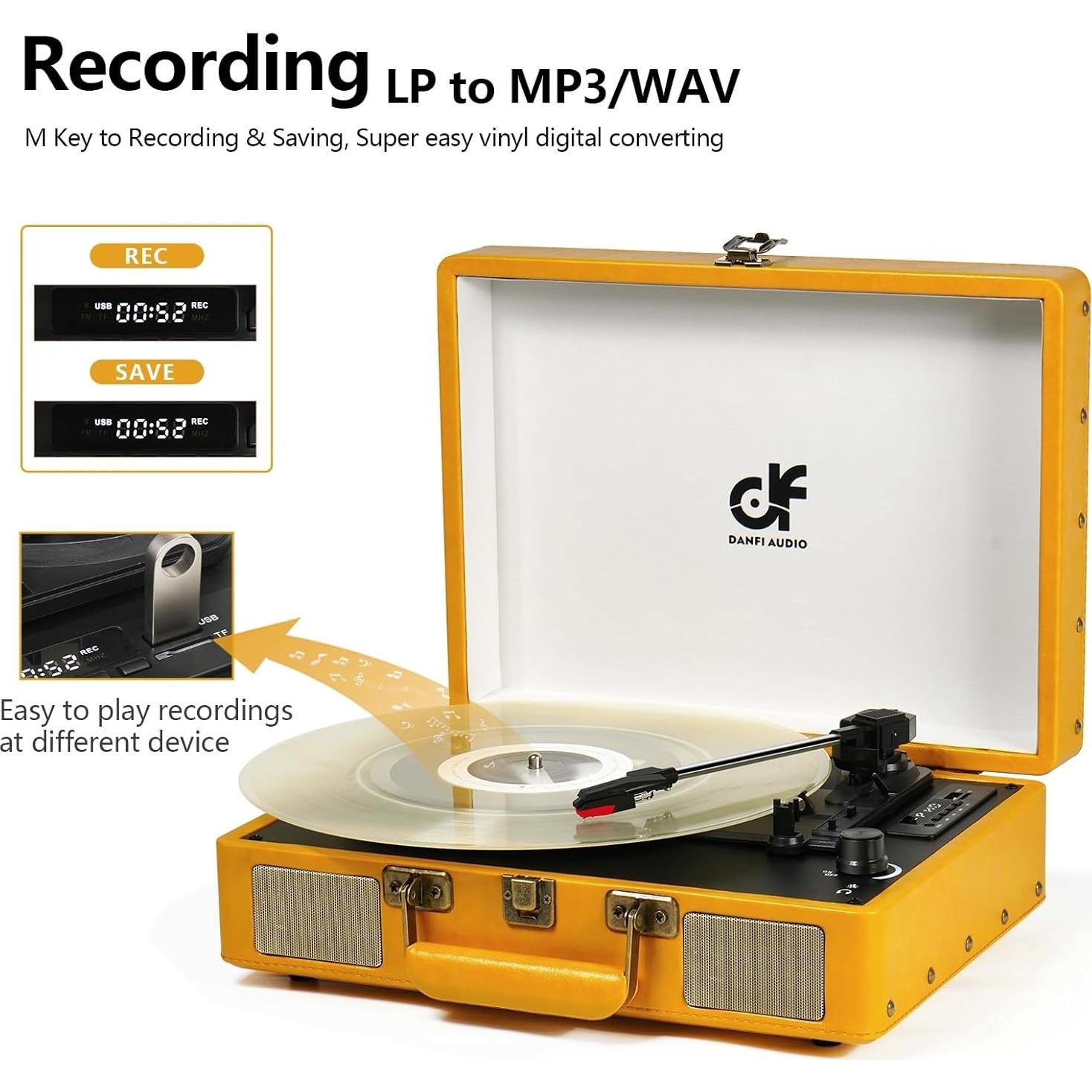 Reproductor de Vinilo Vintage DANFI AUDIO TE-2026YW 3 Velocidades