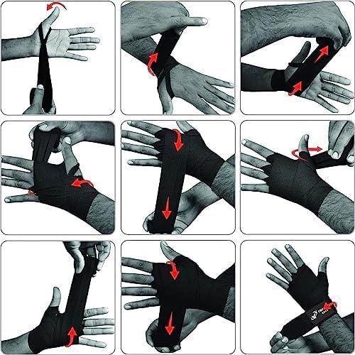 Vendajes de Mano de Boxeo ProGym Gear 4.5m Rojo Elástico