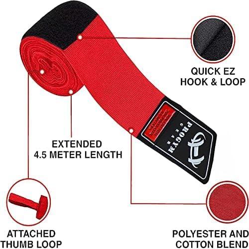 Vendajes de Mano de Boxeo ProGym Gear 4.5m Rojo Elástico