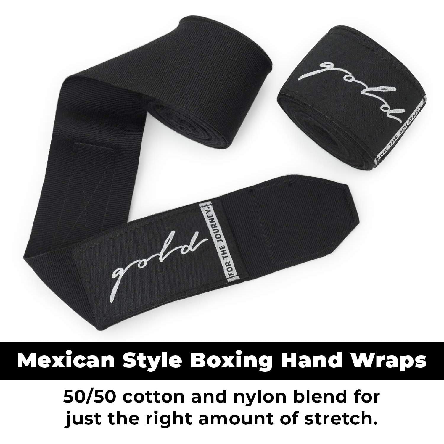 Vendajes de Boxeo Gold BJJ 200" Estilo Mexicano - 2 Piezas