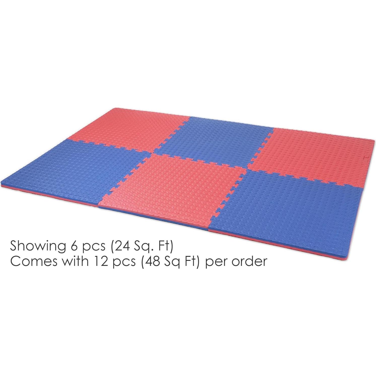 Xspec Tapete de Espuma Reversible 1" 12 Piezas 48 ft² Azul/Rojo