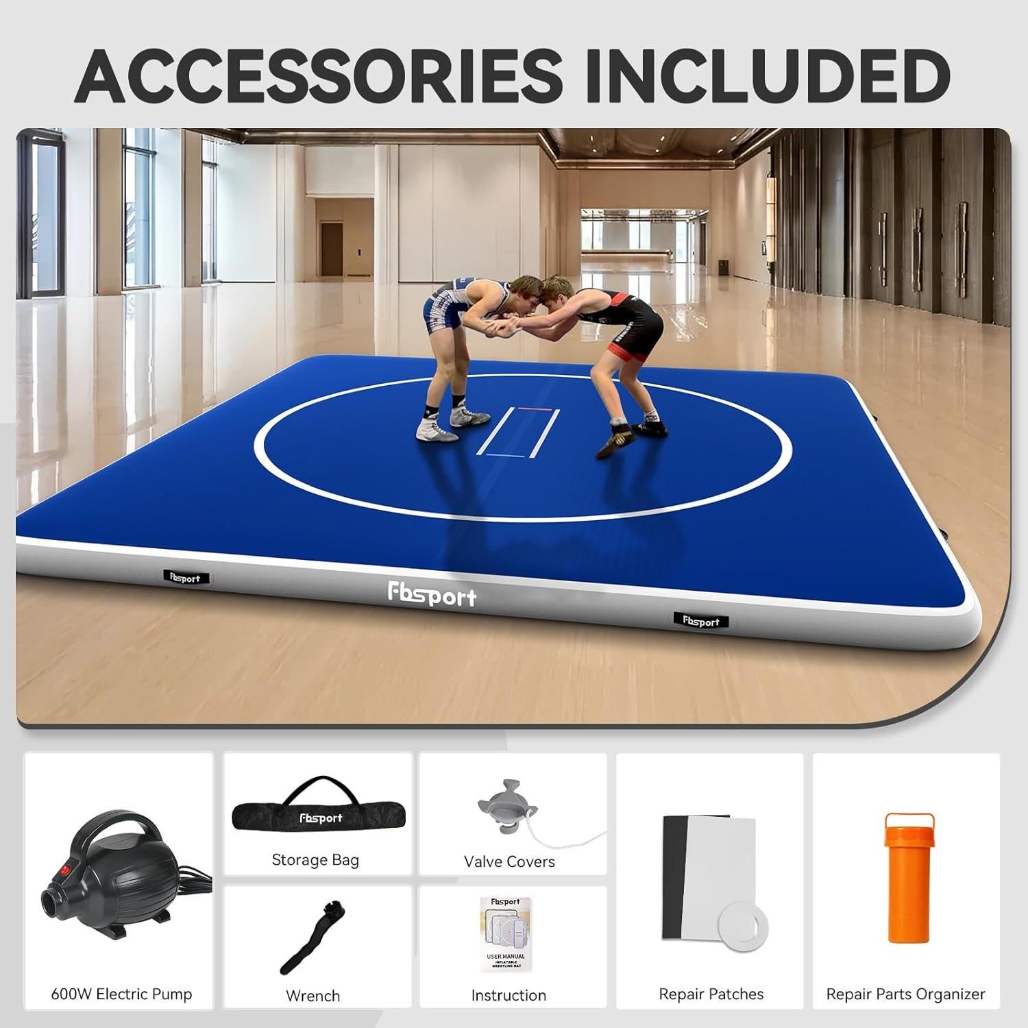 Esteras Inflables de Lucha FBSPORT 3m x 1.5m PVC Antideslizante