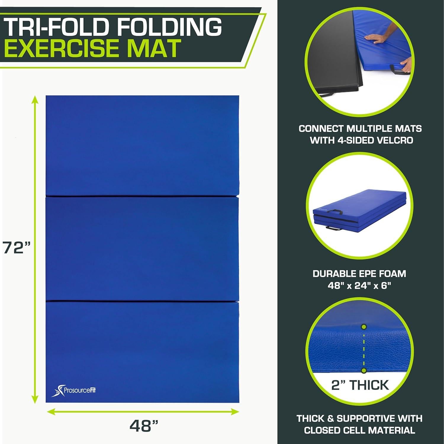 Colchoneta de Ejercicio Plegable ProsourceFit Tri-Fold 182.88x121.92cm Azul