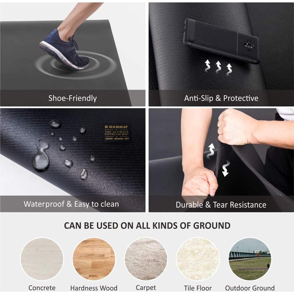 GXMMAT Large Exercise Mat 6'x4'/6'x5'/6'x6'(7mm), Thick Workout Mats for Home Gym Flooring, Extra Wide Non-Slip Durable Cardio Mat, Shoe Friendly, Perfect for Plyo, MMA, Jump Rope, Weights, Fitness