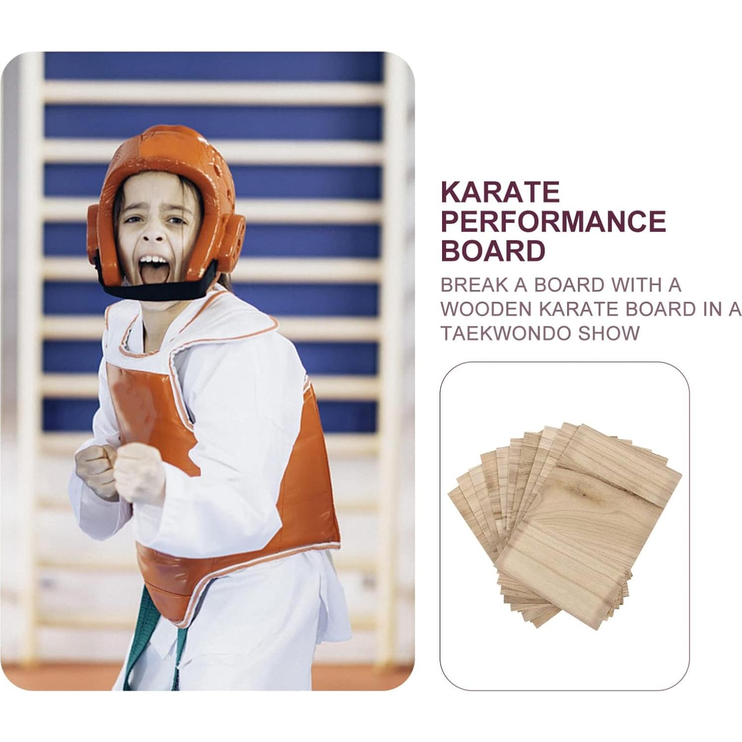 10 Tableros de Rompimiento de Madera Veemoon 30x20cm Taekwondo