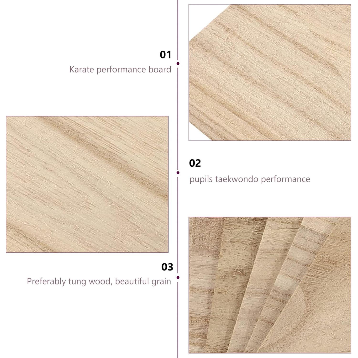 10 Tableros de Rompimiento de Madera Veemoon 30x20cm Taekwondo