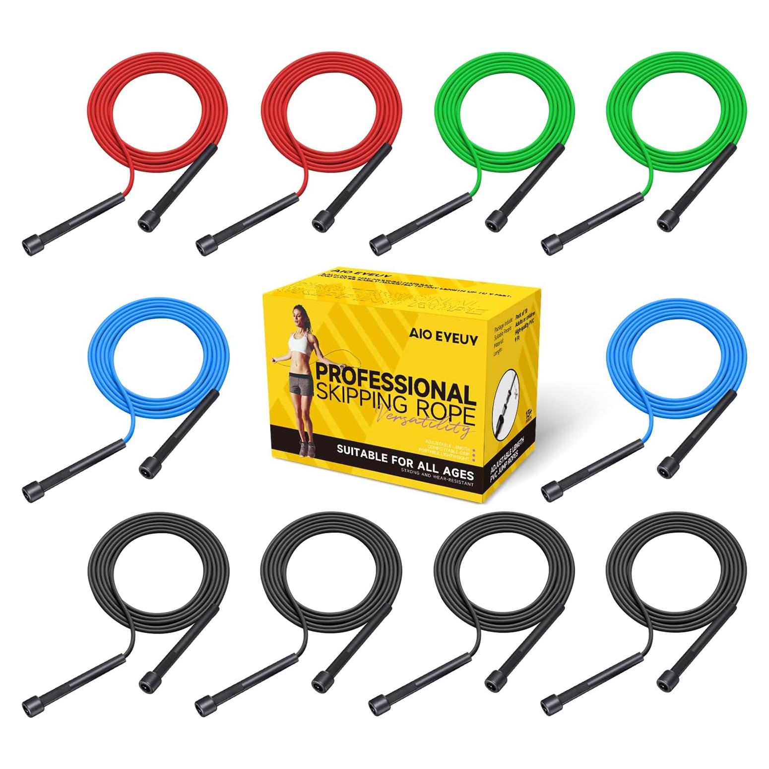 Cuerdas de Saltar Ajustables AIO EYEUY - Paquete de 10 Unidades