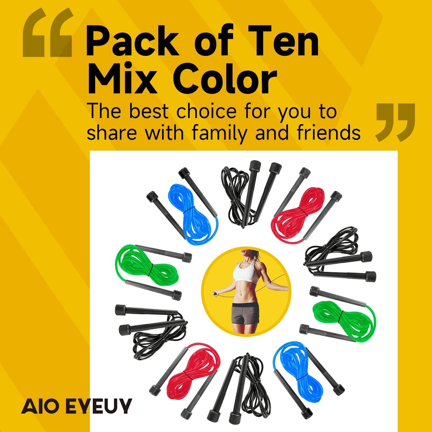 Cuerdas de Saltar Ajustables AIO EYEUY - Paquete de 10 Unidades