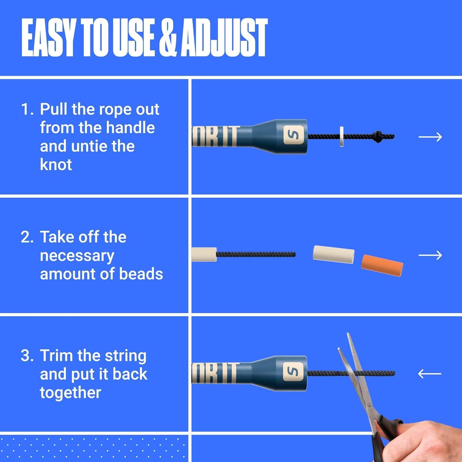 Cuerda de Salto Beaded Sportbit 3.25m Ajustable para Fitness