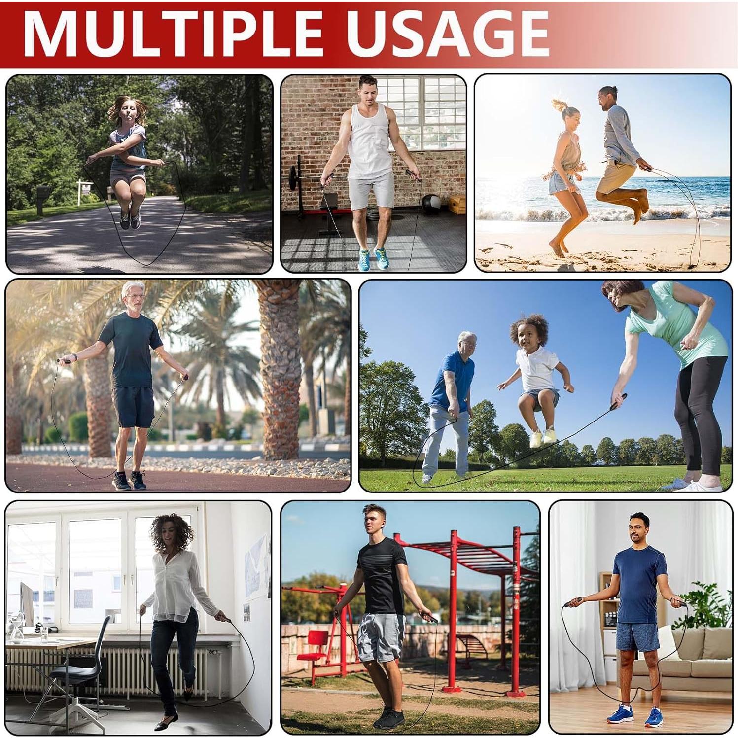 Cuerda de Salto Ajustable Goonidy con Peso 2.74m para Fitness