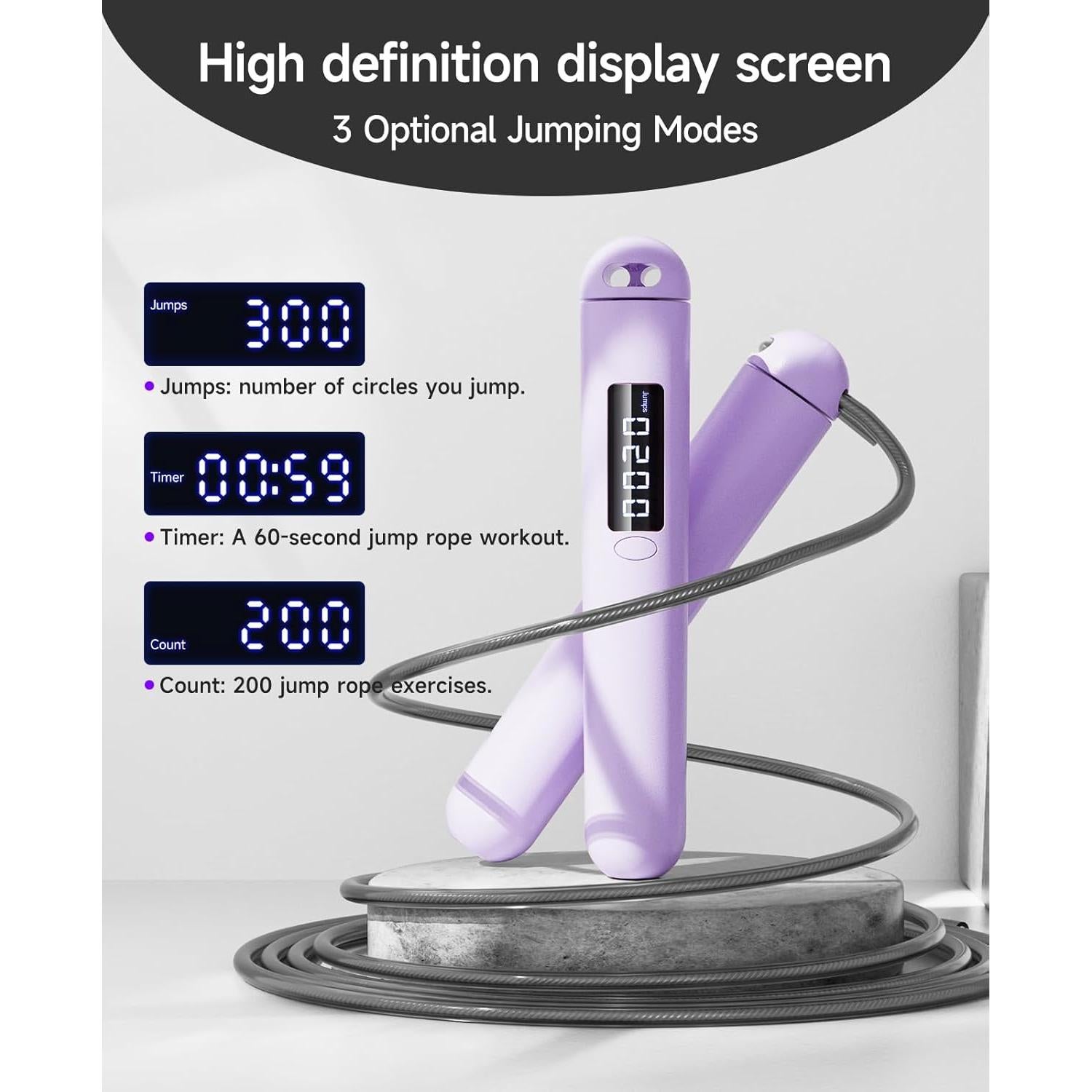 Cuerda para Saltar ACHDOFITS 2 en 1 Ajustable con Contador LED