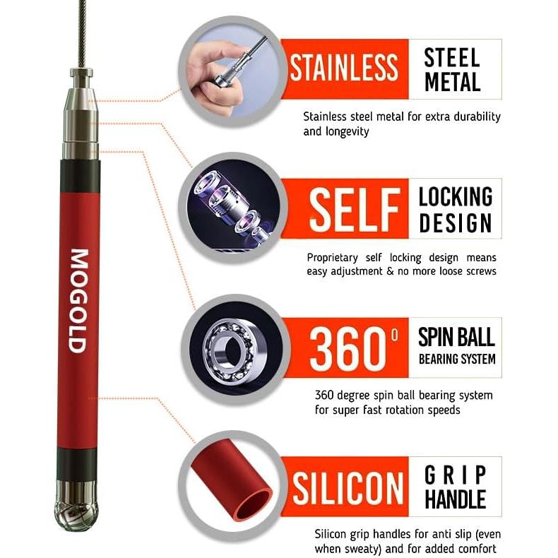 Cuerda de Salto MOGOLD 2-en-1 Ajustable para Boxeo y CrossFit