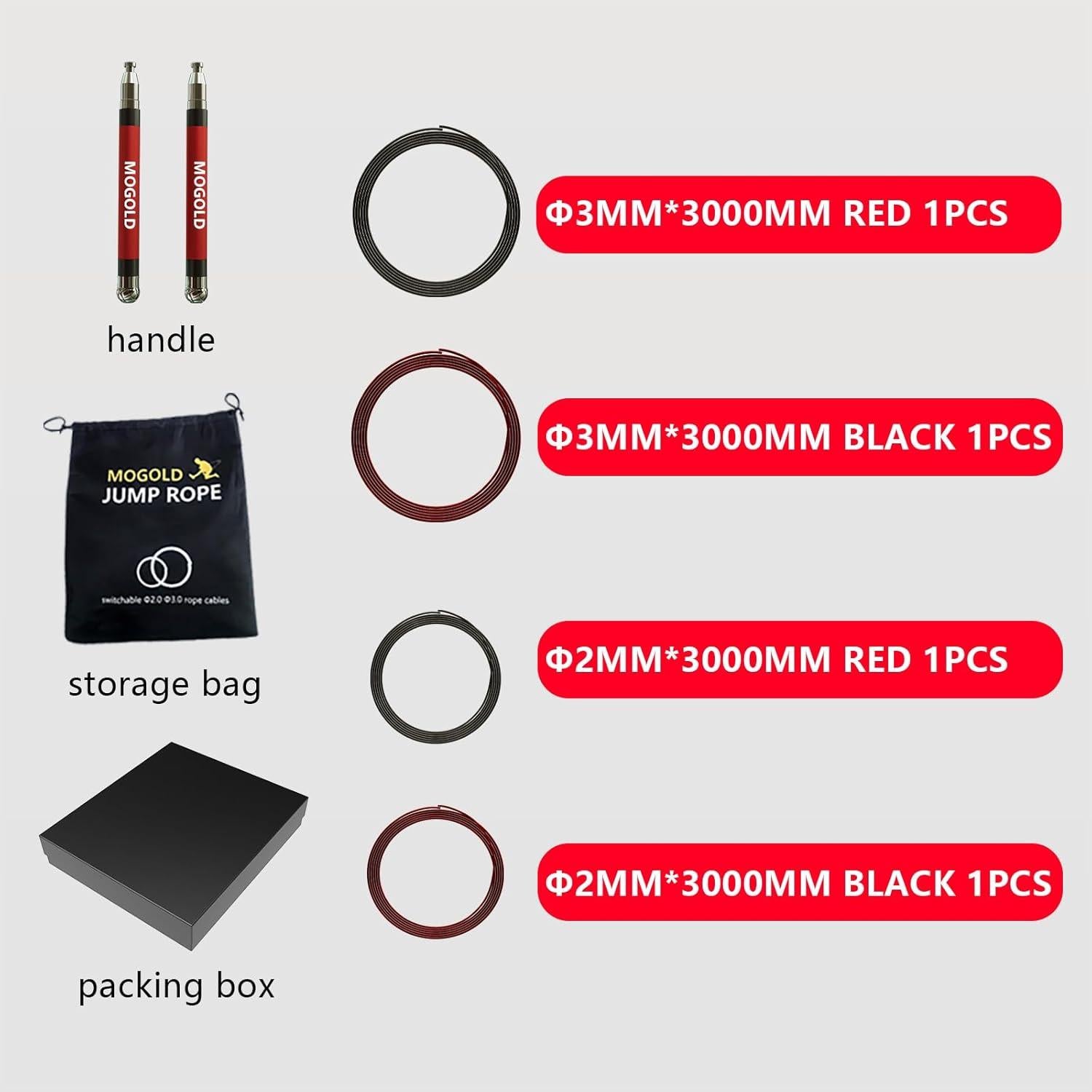 Cuerda de Salto MOGOLD 2-en-1 Ajustable para Boxeo y CrossFit