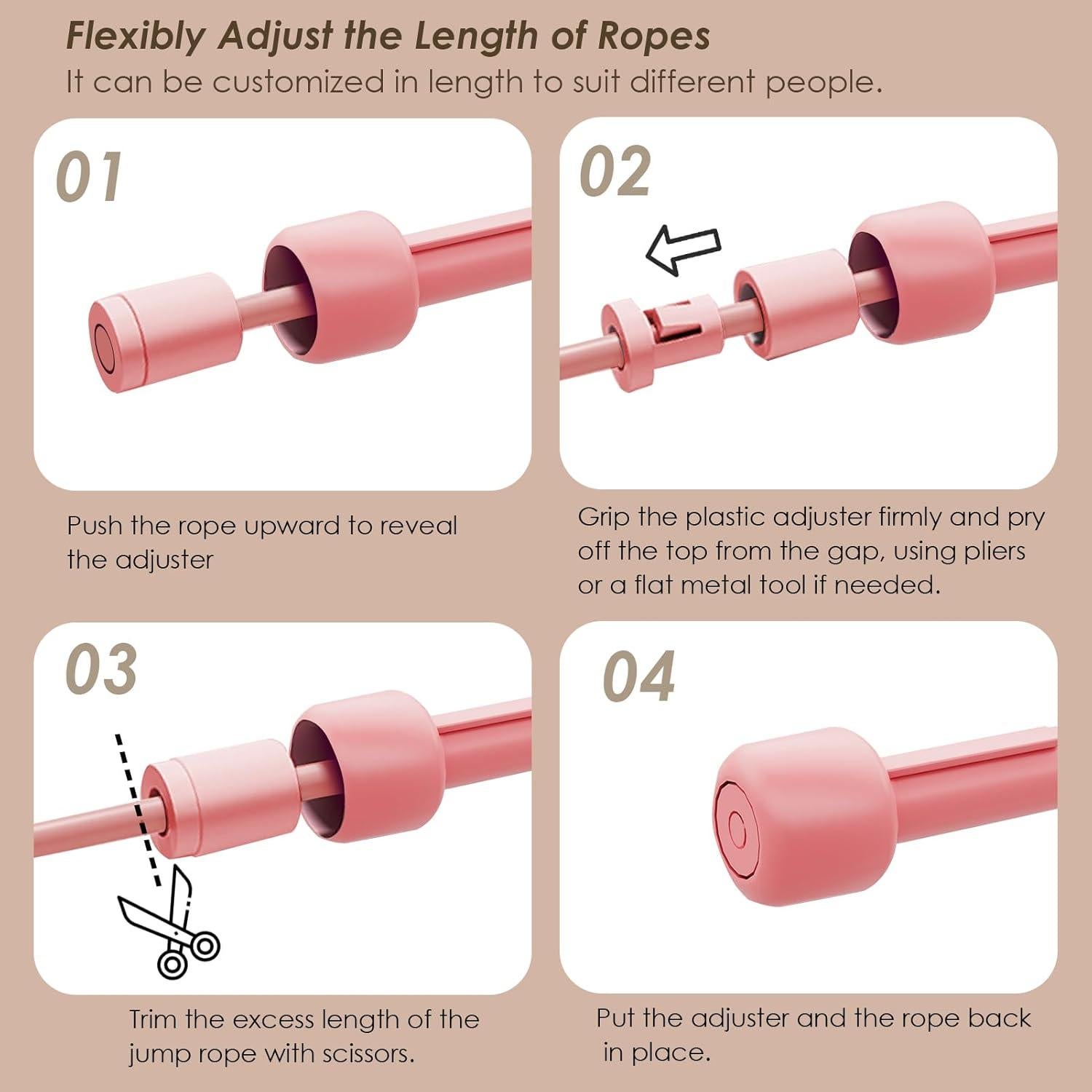 Cuerda de Saltar Ajustable POCFOINY PVC 279.4 cm Negro/Rosa