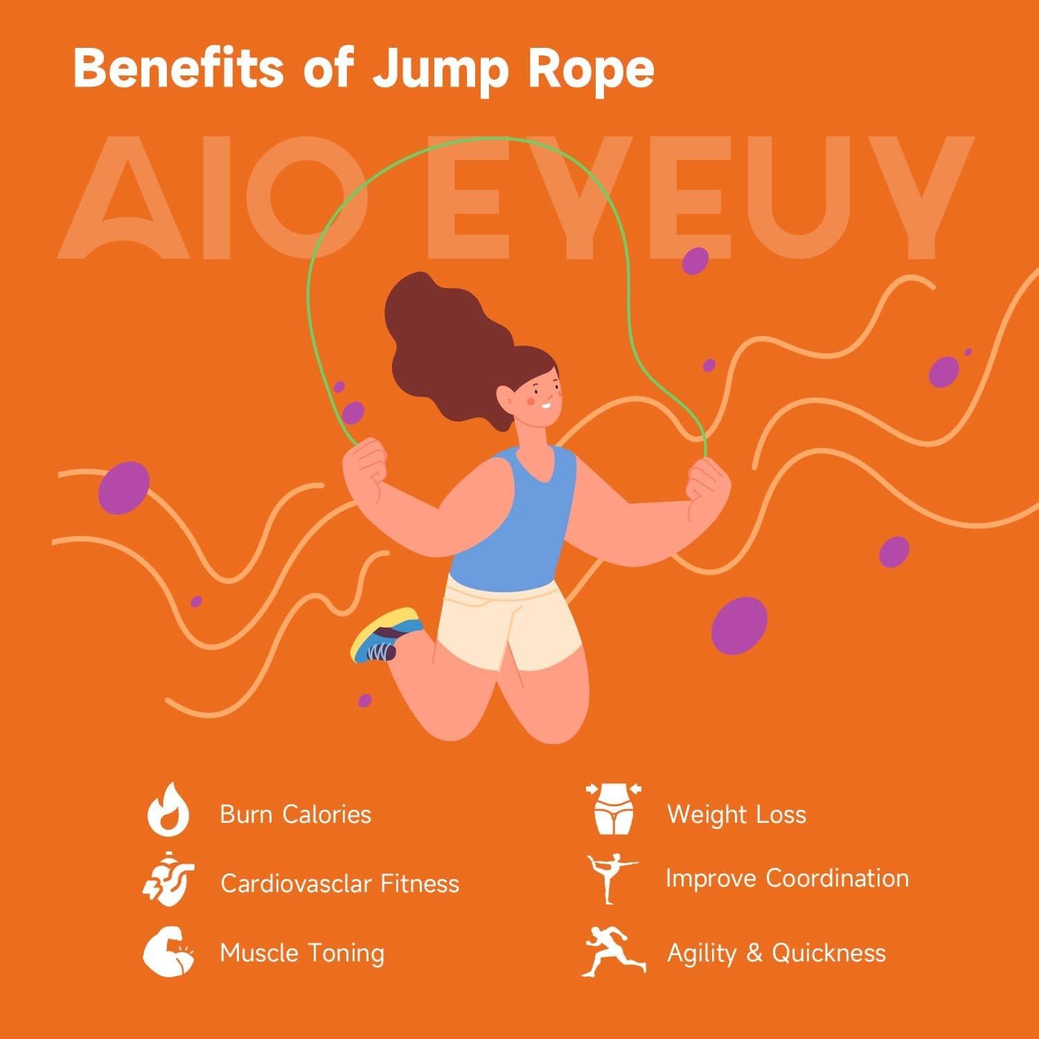 Cuerdas para Saltar Ajustables AIO EYEUY - Paquete de 5 Colores