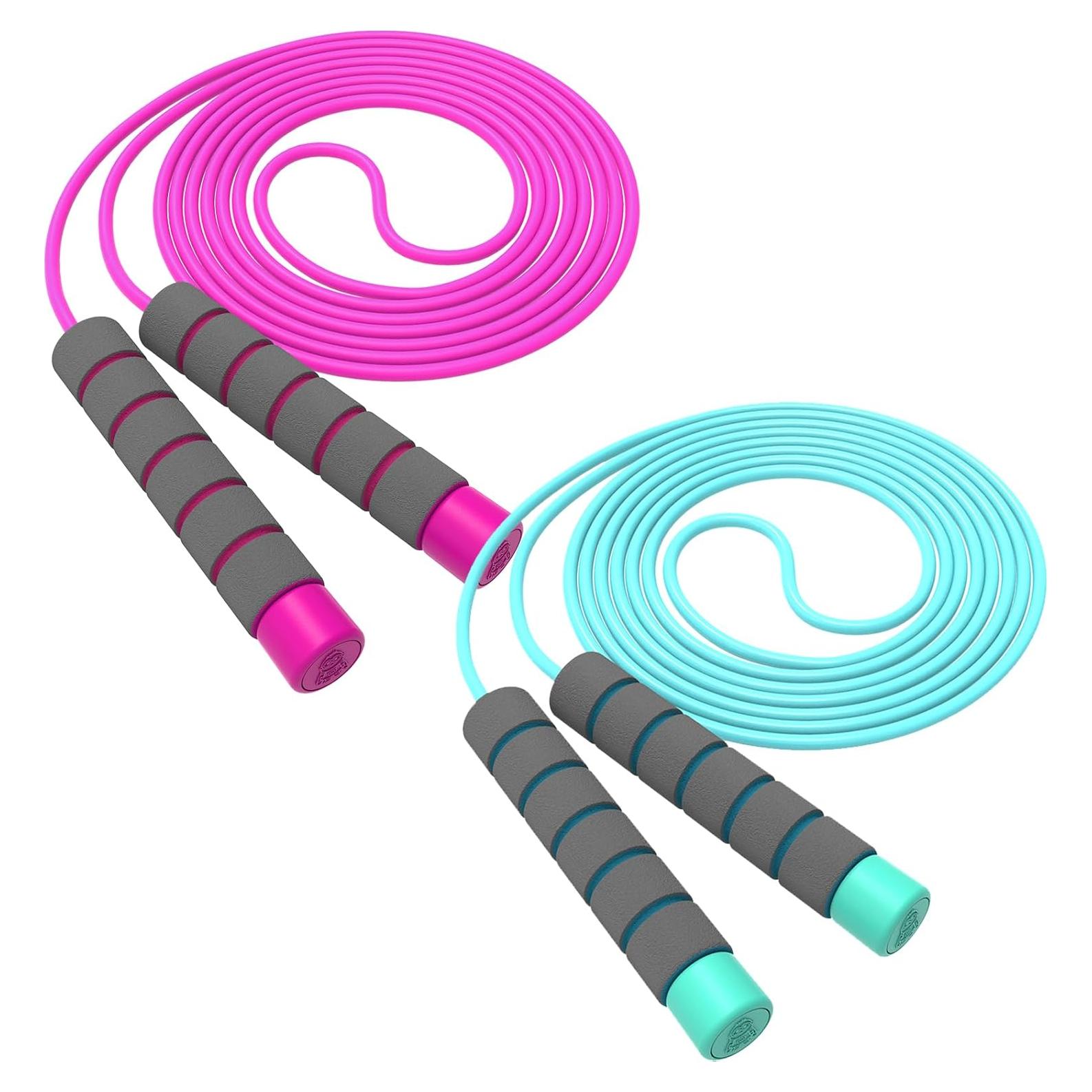 Cuerda de Saltar Ajustable TIOPSUUO para Niños Rosa y Azul