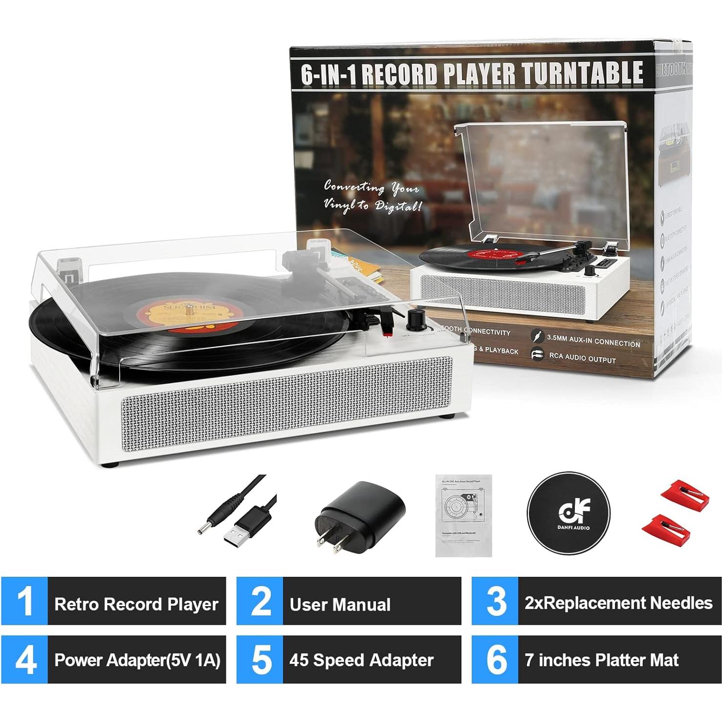 Tocadiscos Bluetooth Vintage DANFI AUDIO TE-2019 3 Velocidades