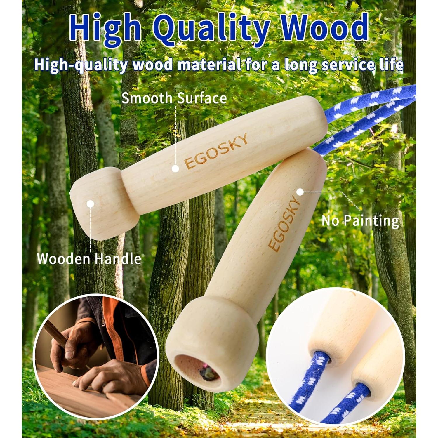 Cuerda de Saltar Ajustable EGOSKY con Mango de Madera 3m