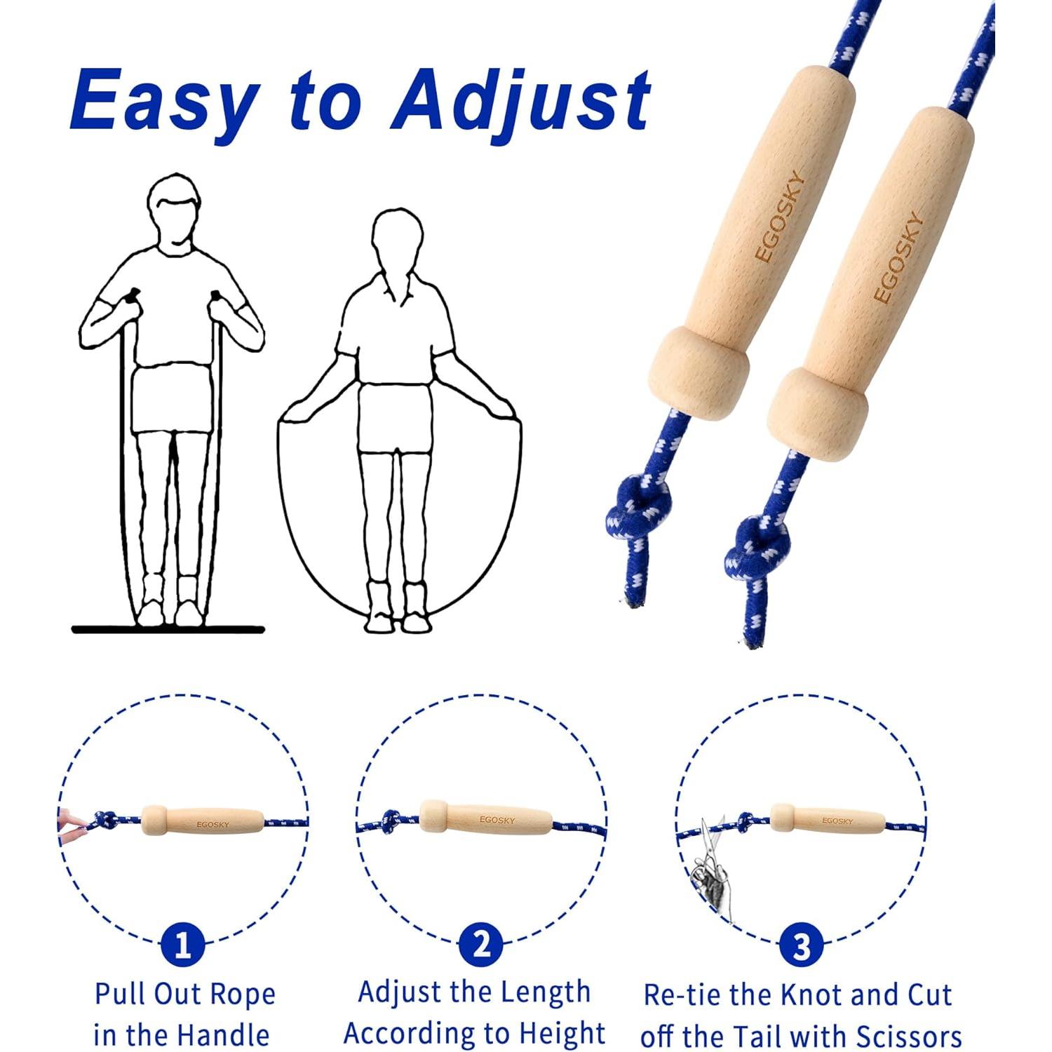 Cuerda de Saltar Ajustable EGOSKY con Mango de Madera 3m