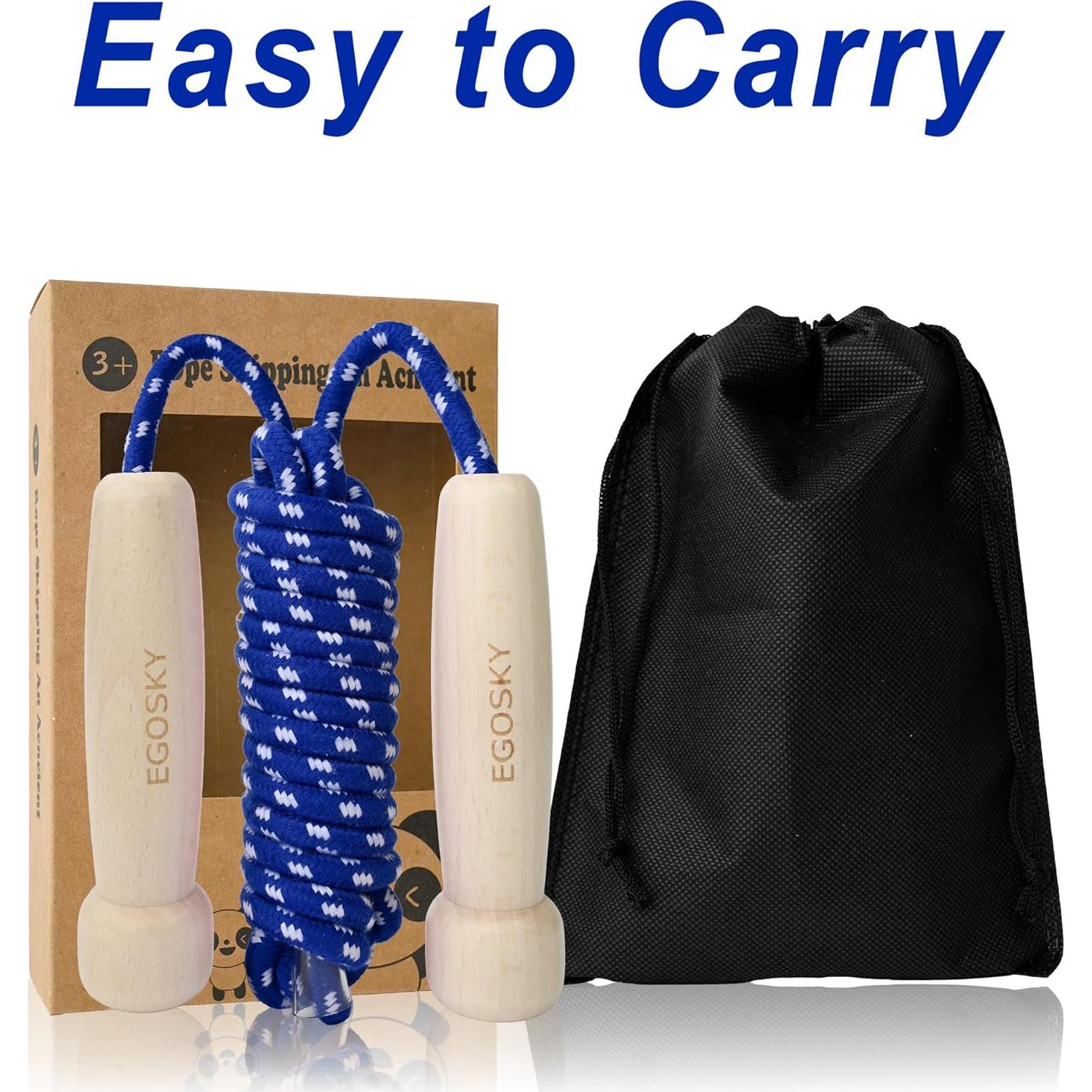 Cuerda de Saltar Ajustable EGOSKY con Mango de Madera 3m