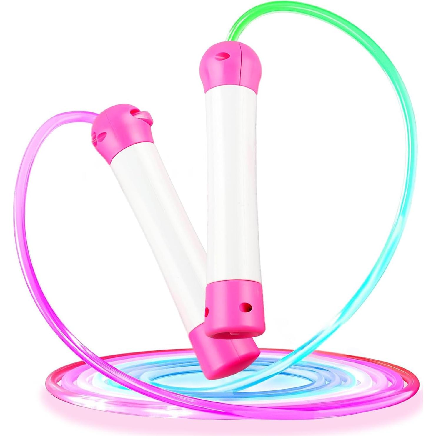 Cuerda de Salto LED Victob Rosa Ajustable para Niños y Fitness