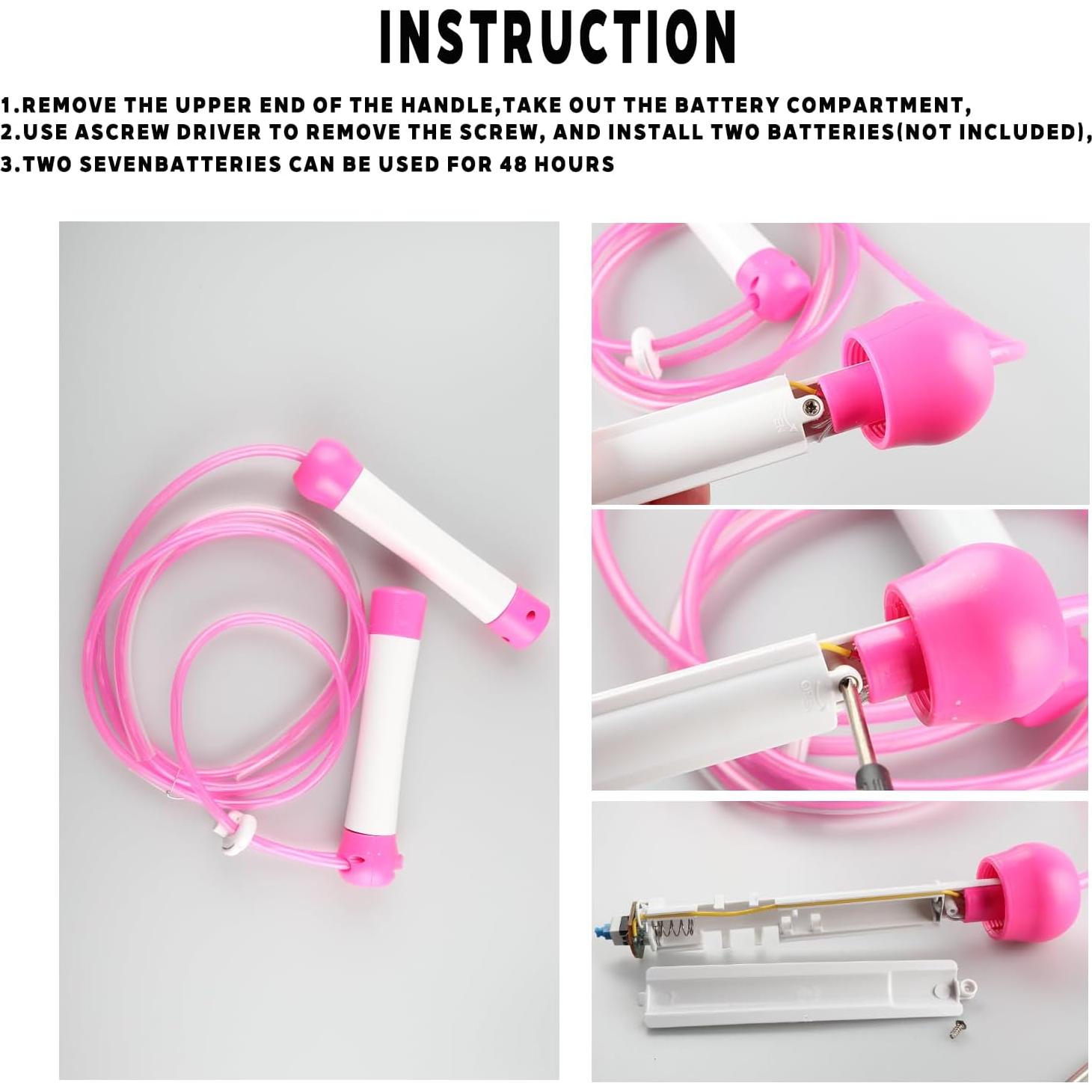 Cuerda de Salto LED Victob Rosa Ajustable para Niños y Fitness