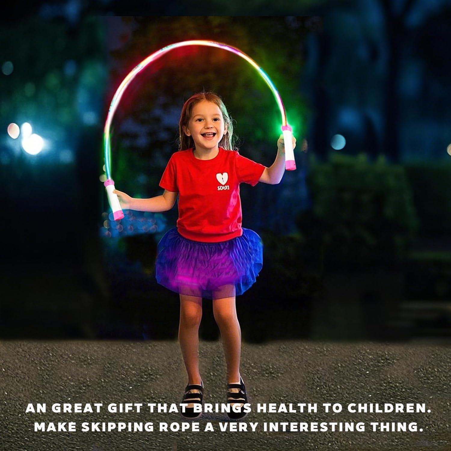 Cuerda de Salto LED Victob Rosa Ajustable para Niños y Fitness