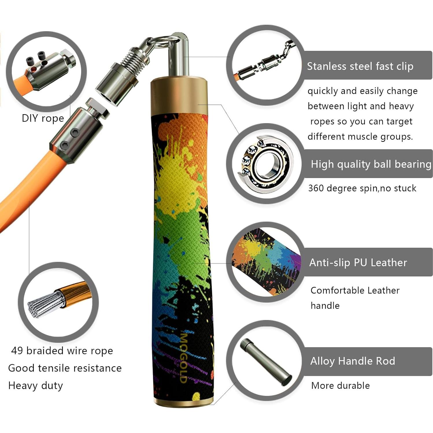 Cuerda de Salto con Peso MOGOLD - Ajustable y Ergonómica