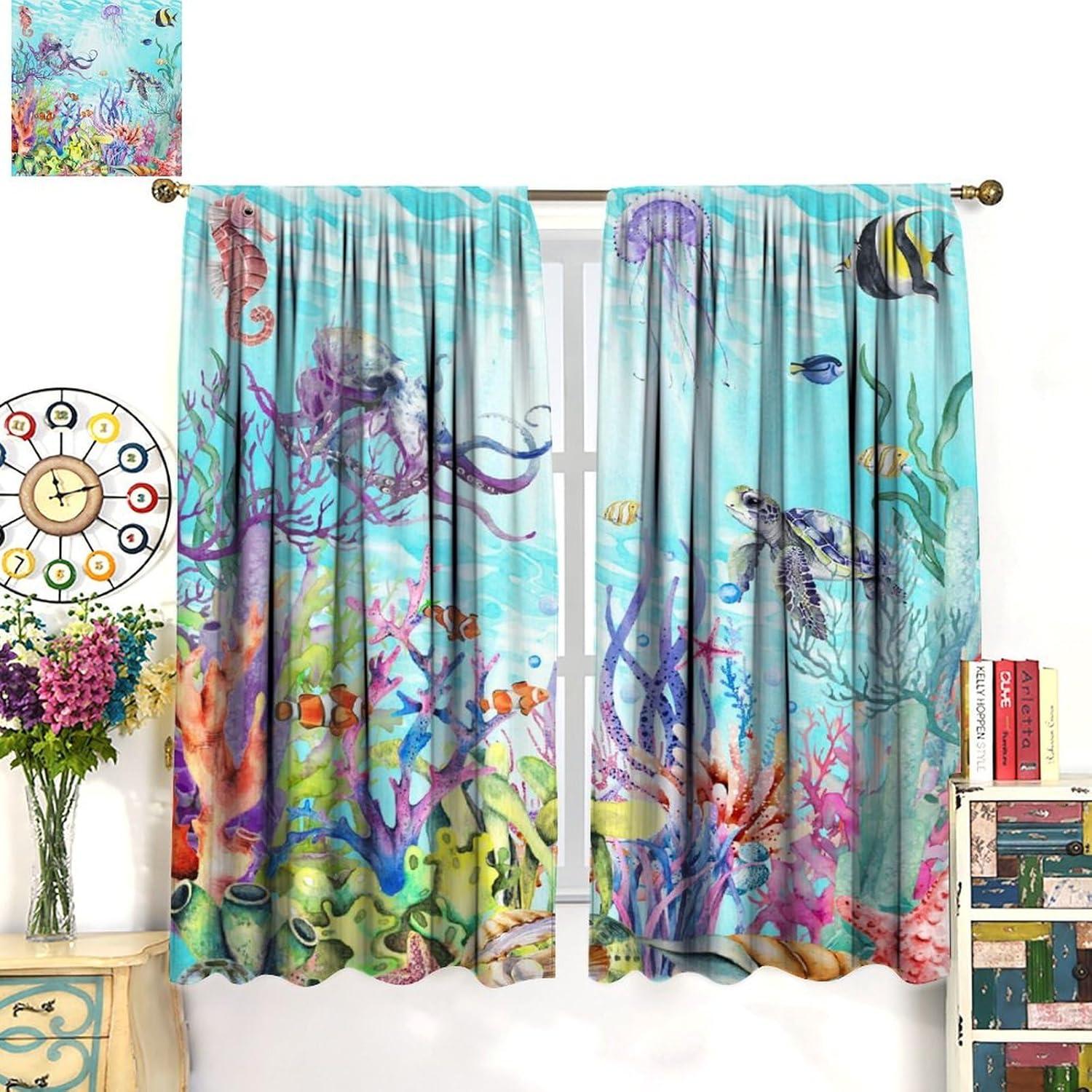 Cortinas Blackout AAVEUP Animales Marinos 53x137 cm - 2 Paneles