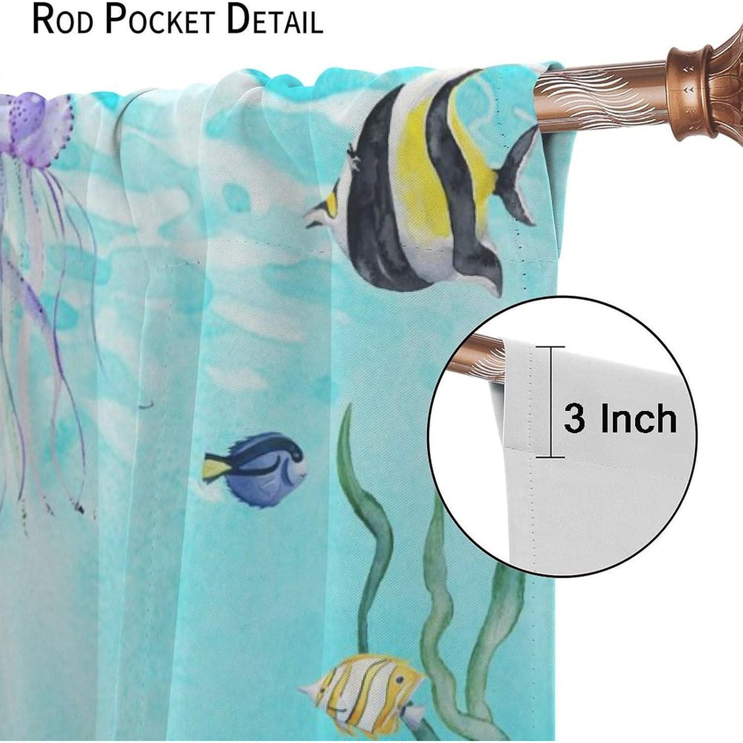 Cortinas Blackout AAVEUP Animales Marinos 53x137 cm - 2 Paneles