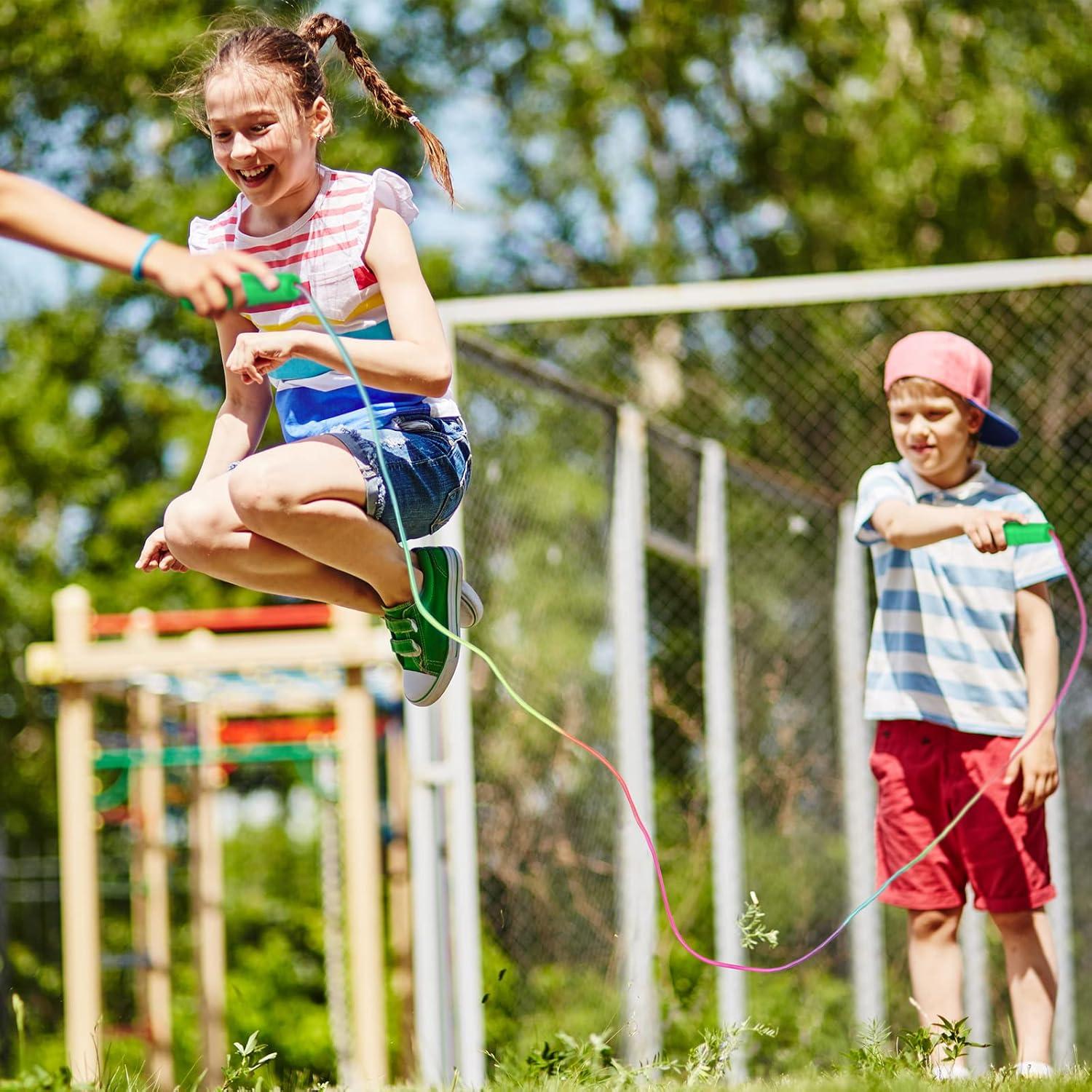 Cuerdas de Saltar Ajustables Elcoho 24 Paquetes Arcoíris 2.19m