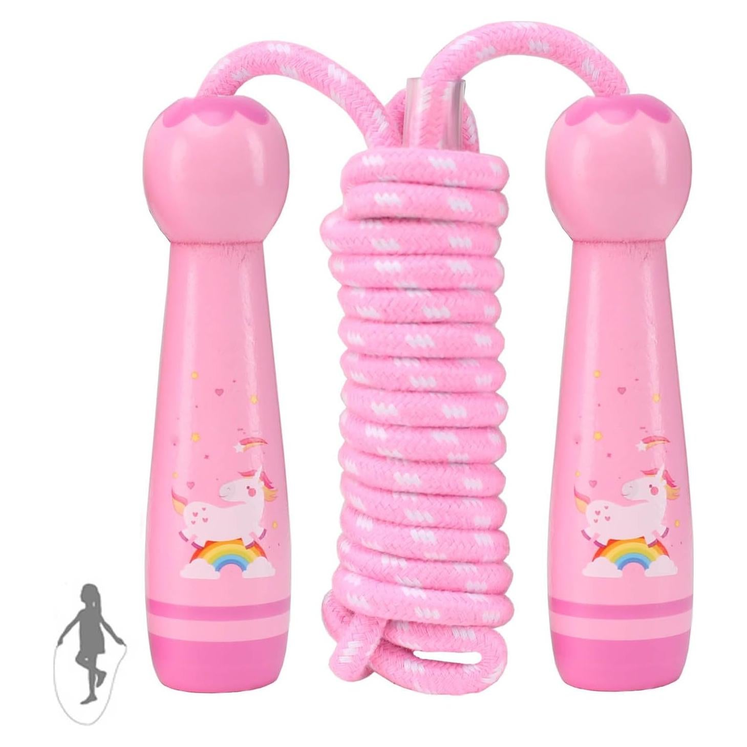 Cuerda de saltar ajustable AUMCDIK para niños 2.6 m rosa