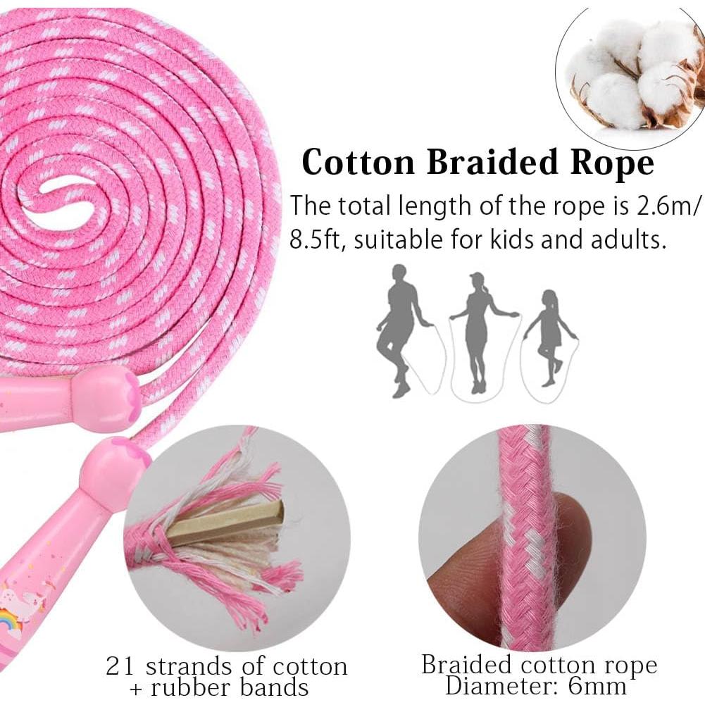 Cuerda de saltar ajustable AUMCDIK para niños 2.6 m rosa