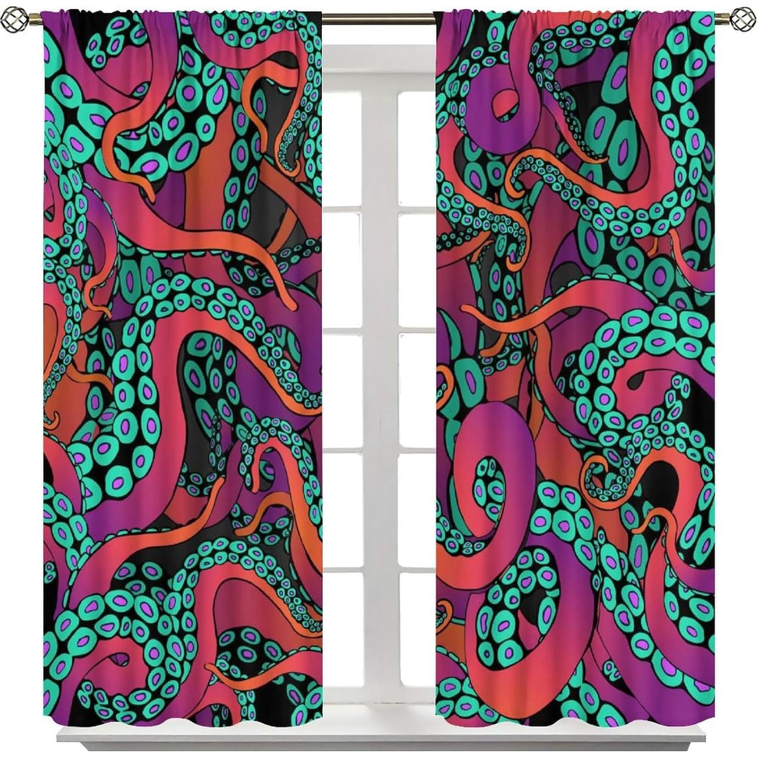 Cortinas AAVEUP Pulpo 2 Paneles 53x113 cm Decorativas