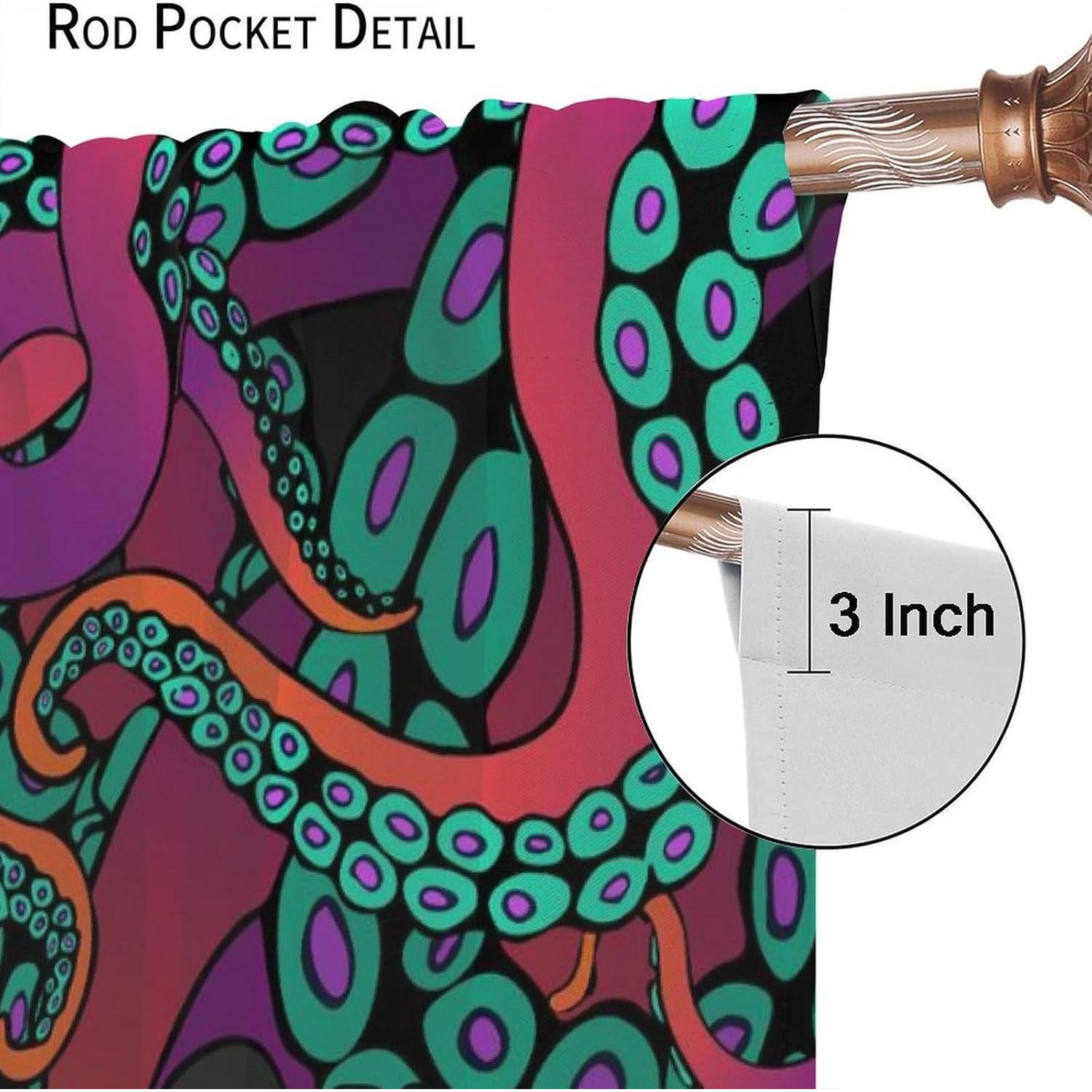 Cortinas AAVEUP Pulpo 2 Paneles 53x113 cm Decorativas