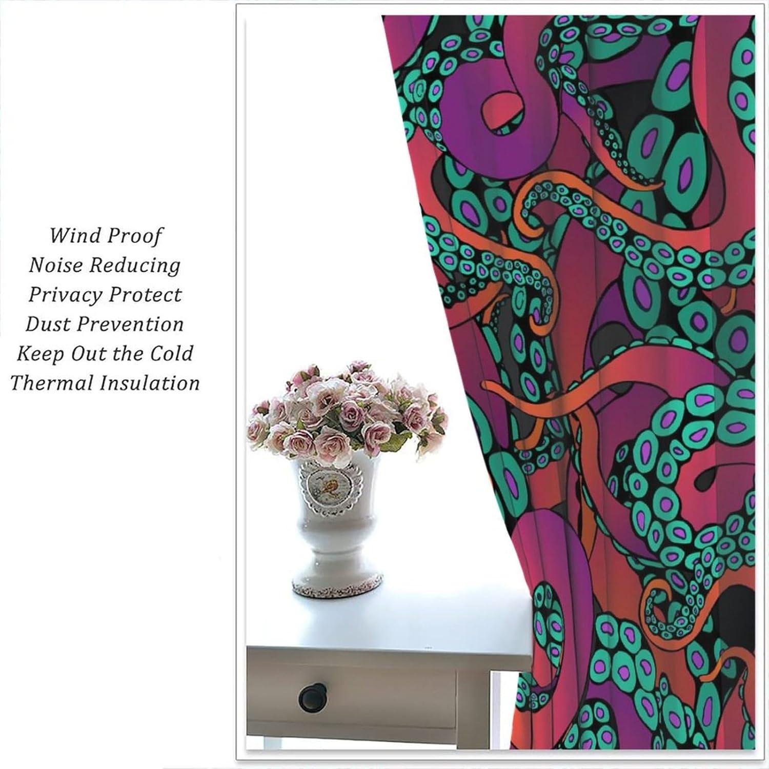 Cortinas AAVEUP Pulpo 2 Paneles 53x113 cm Decorativas