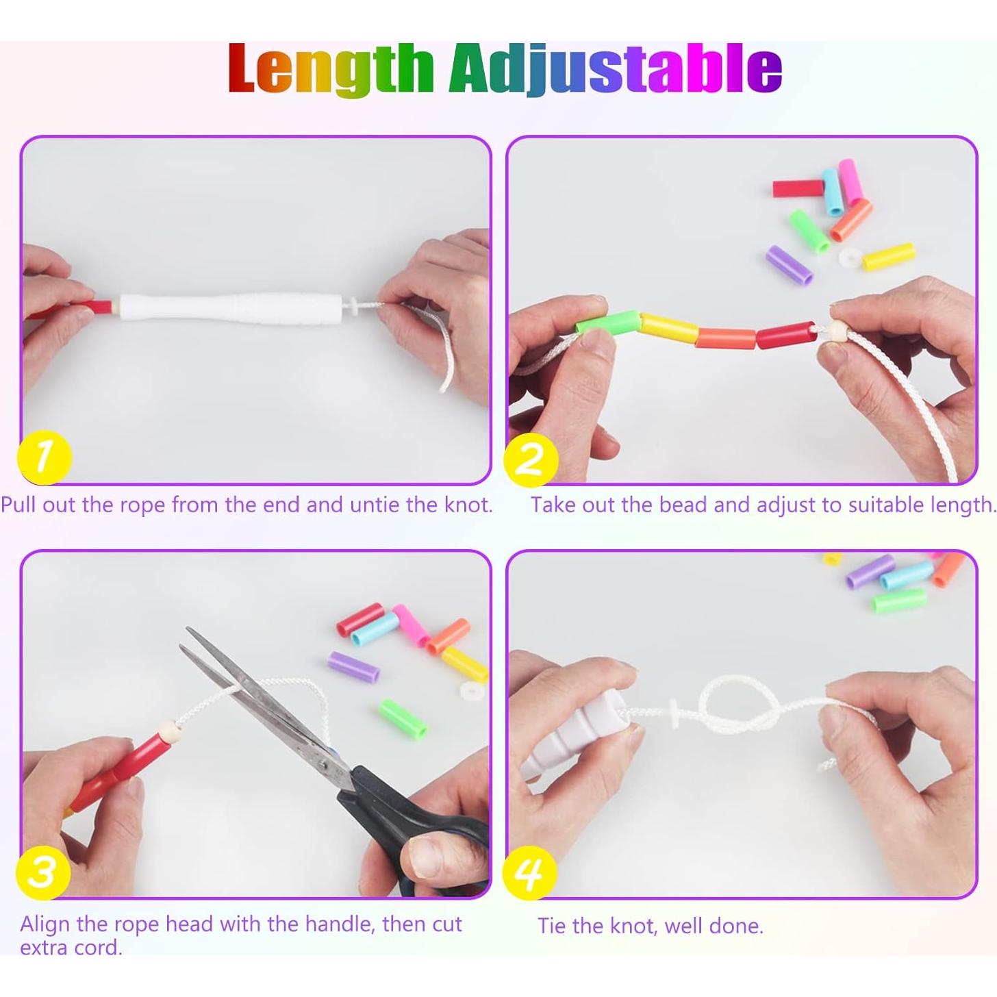 Cuerda de Saltar con Perlas Fezog 2 Paquetes Arcoíris 2.13m