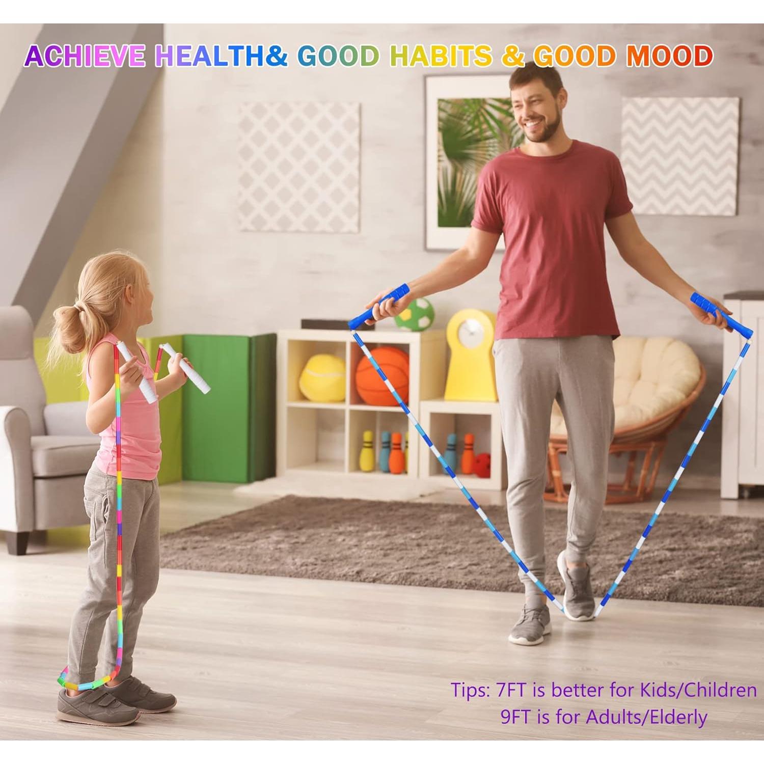 Cuerda de Saltar con Perlas Fezog 2 Paquetes Arcoíris 2.13m