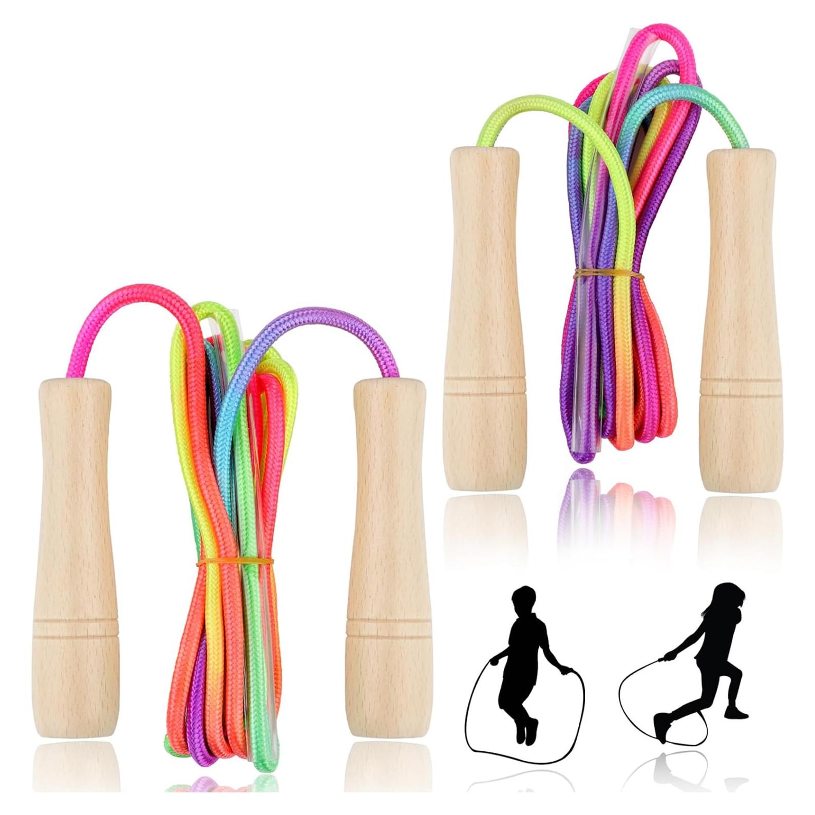 Cuerda de Saltar Ajustable Lorvain para Niños 2.6m con Mango de Madera