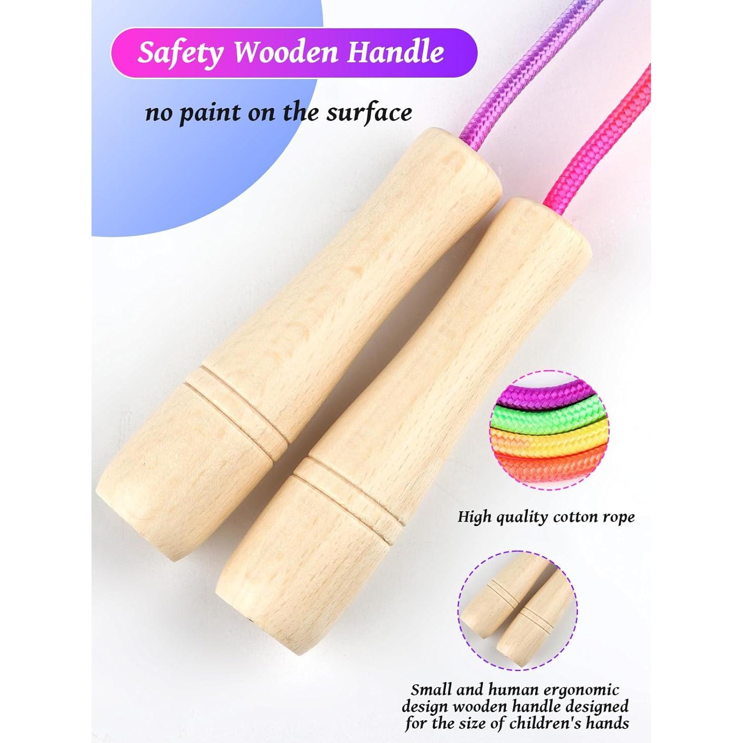 Cuerda de Saltar Ajustable Lorvain para Niños 2.6m con Mango de Madera