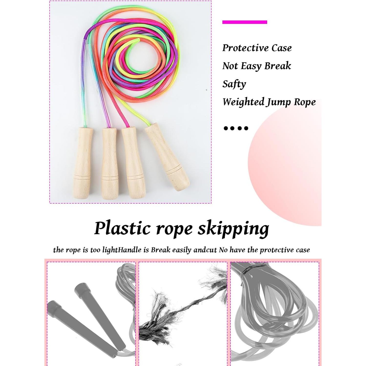 Cuerda de Saltar Ajustable Lorvain para Niños 2.6m con Mango de Madera