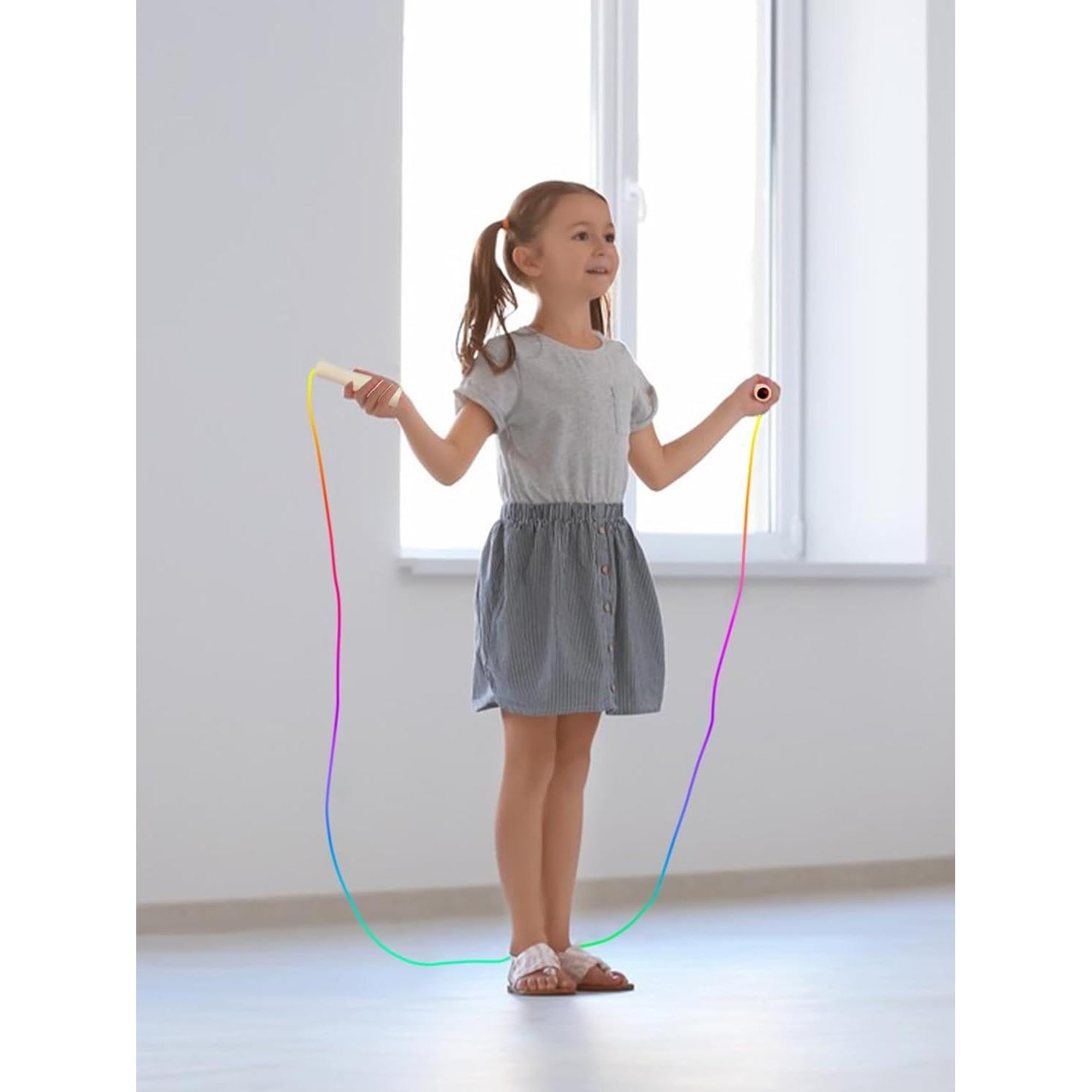 Cuerda de Saltar Ajustable Lorvain para Niños 2.6m con Mango de Madera