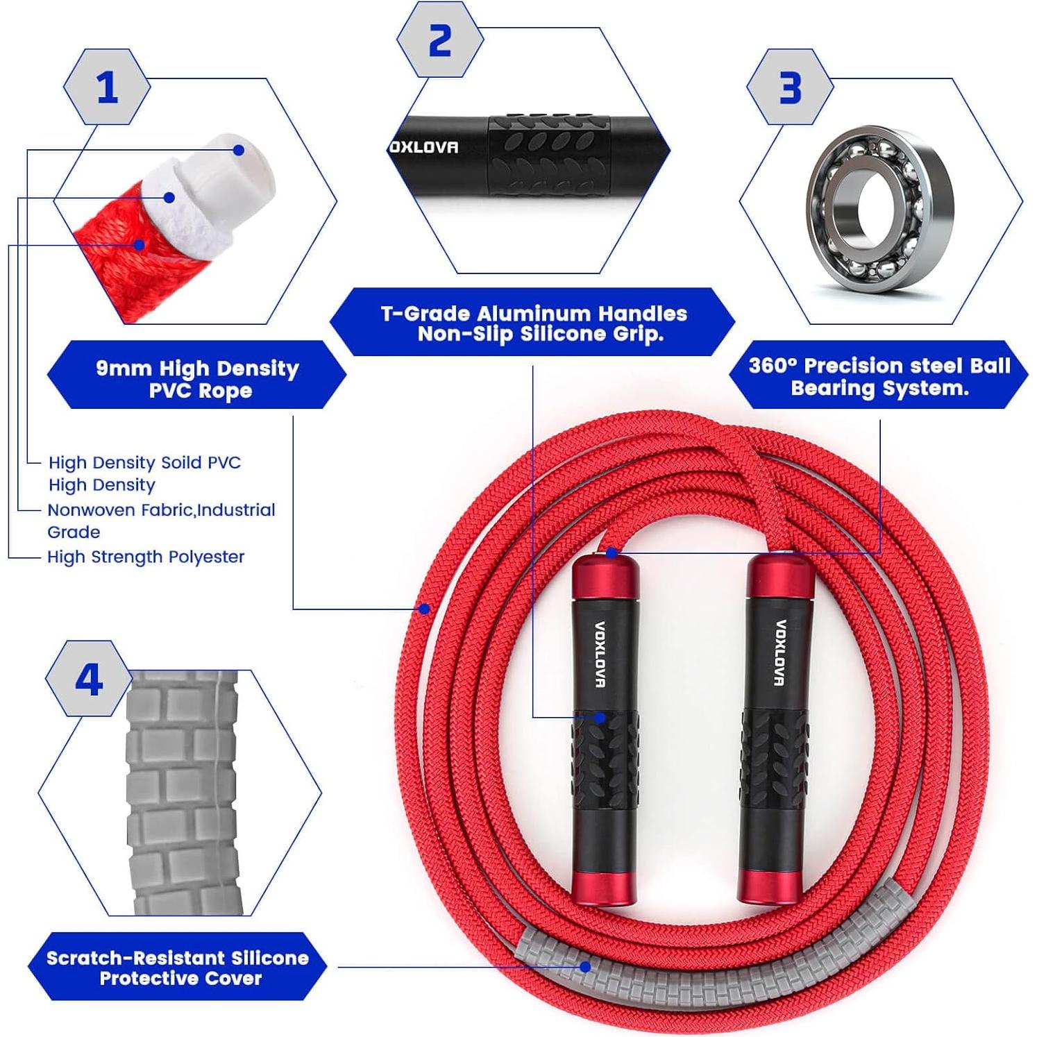 Cuerda de Salto Pesada VOXLOVA 3m Ajustable Antideslizante