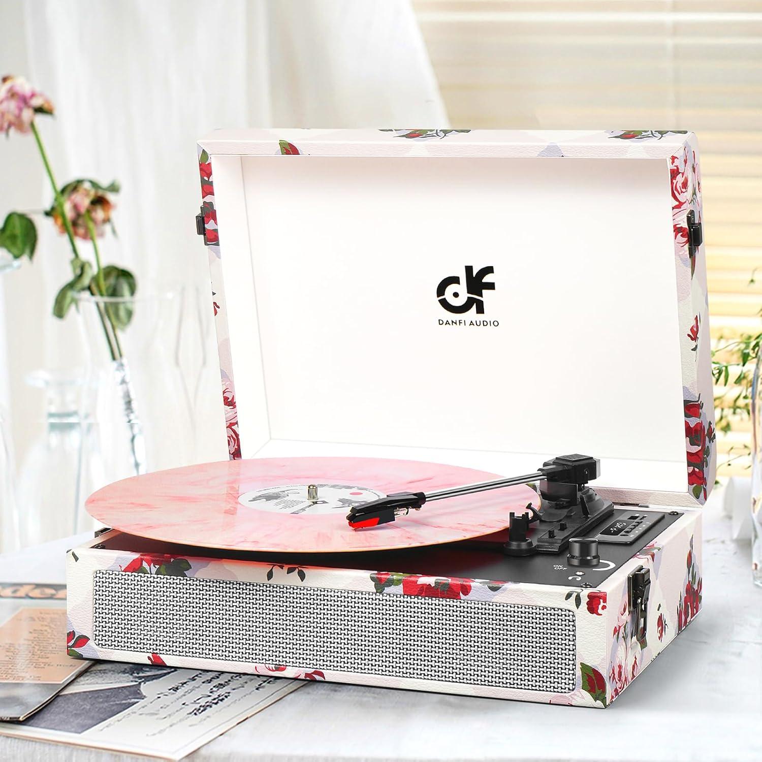 Reproductor de Vinilo Bluetooth DANFI AUDIO TE-012CK Rosa Retro