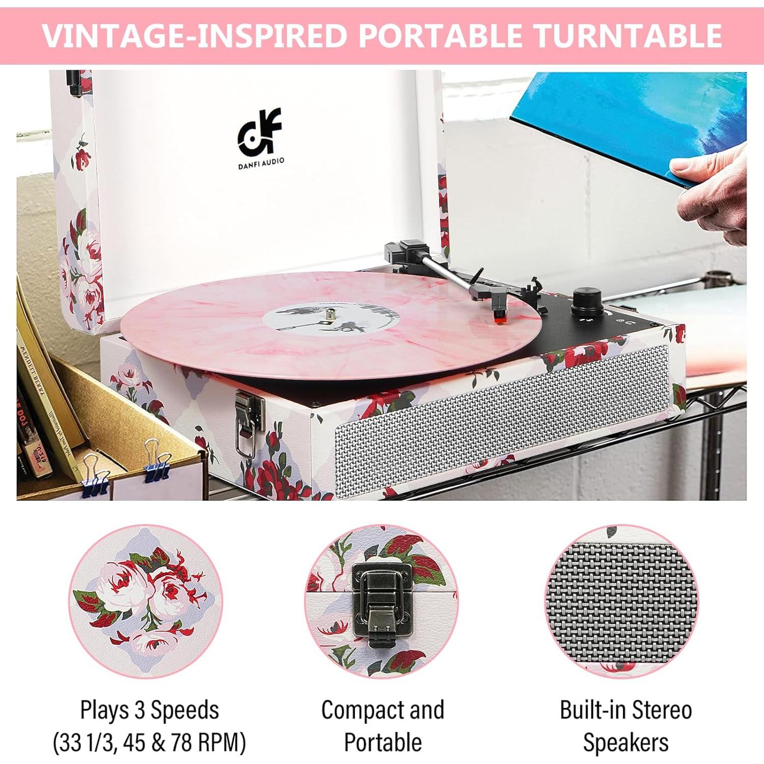 Reproductor de Vinilo Bluetooth DANFI AUDIO TE-012CK Rosa Retro