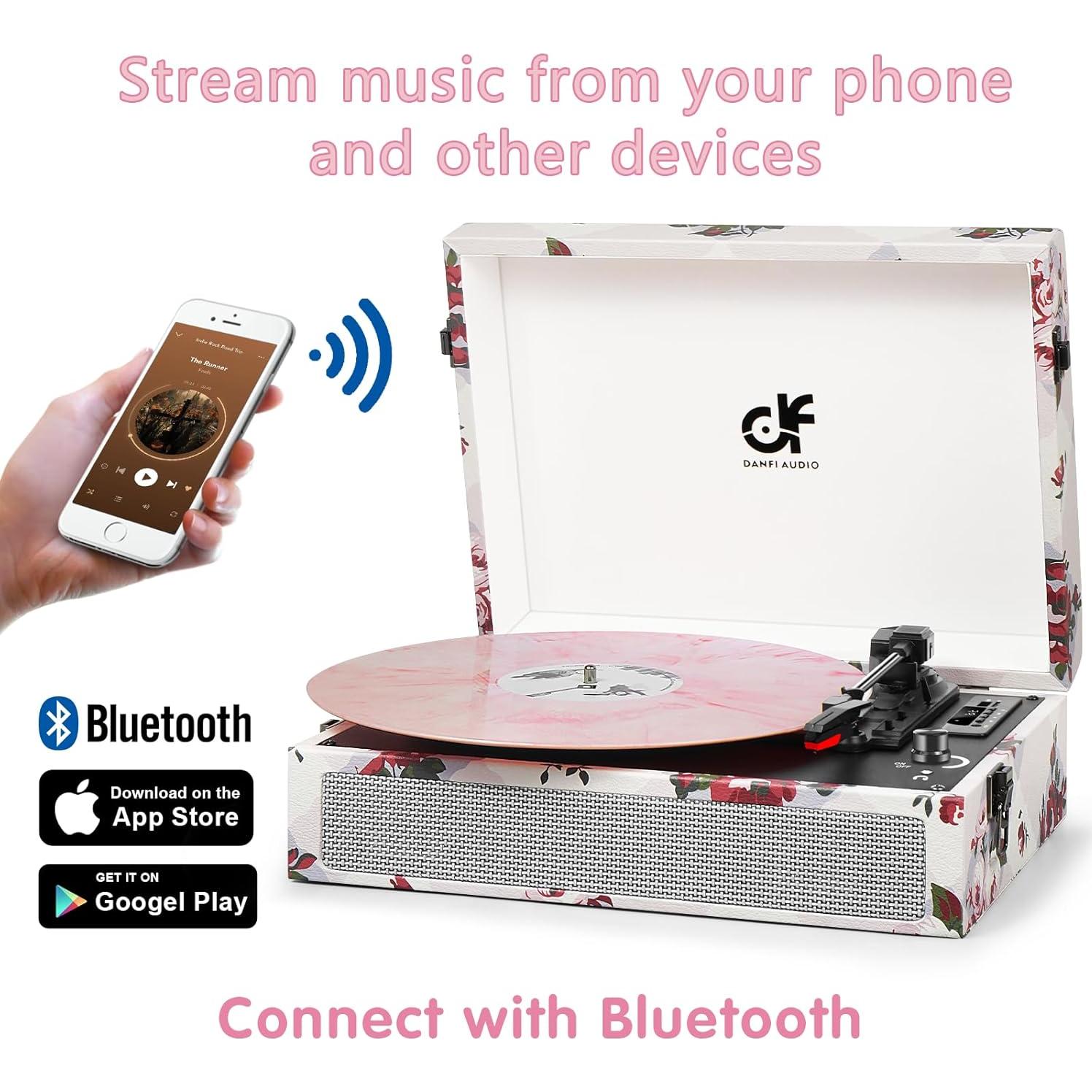 Reproductor de Vinilo Bluetooth DANFI AUDIO TE-012CK Rosa Retro