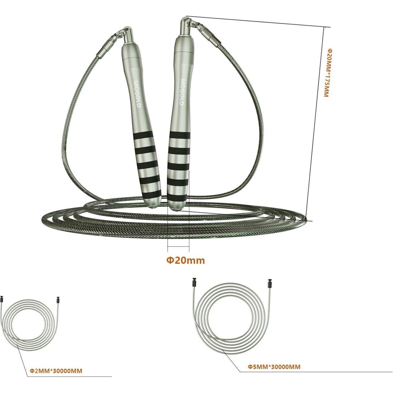 Cuerda de Salto Ajustable MOGOLD con 2 Cables para CrossFit